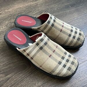 Burberry Plaid Wooden Clogs/Mules Women’s Size 39